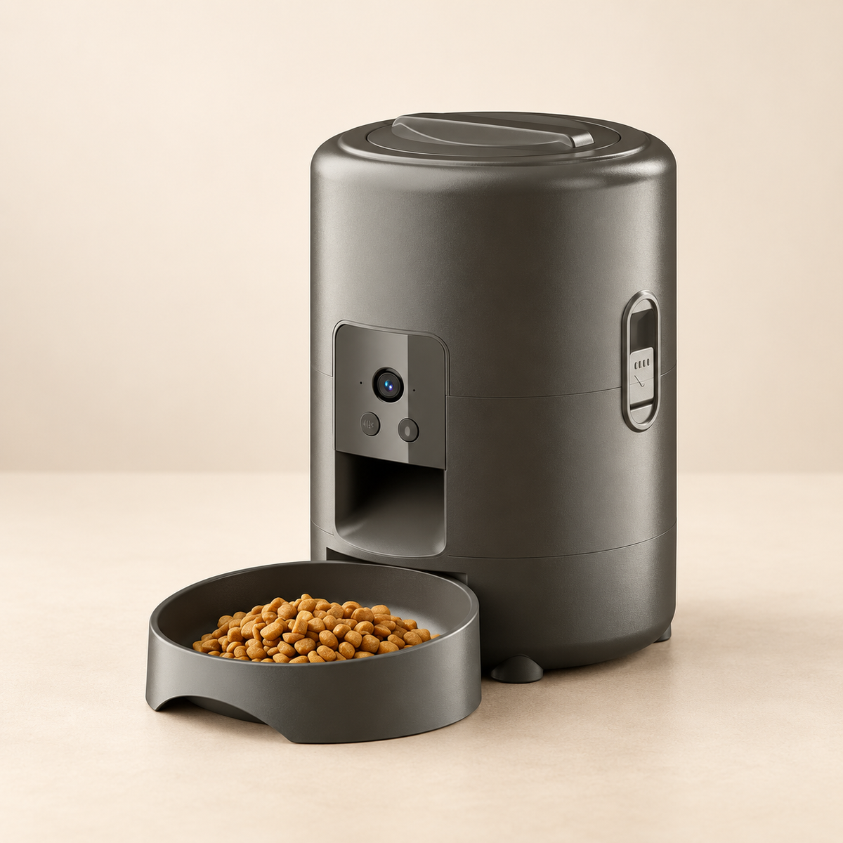 PAWLY L2 smart pet feeder with HD camera dispensing a meal