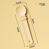 Wooden spoon with measurements on a beige background